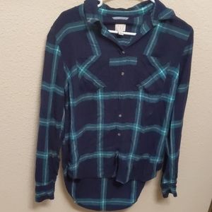 Comfy green and navy flannel